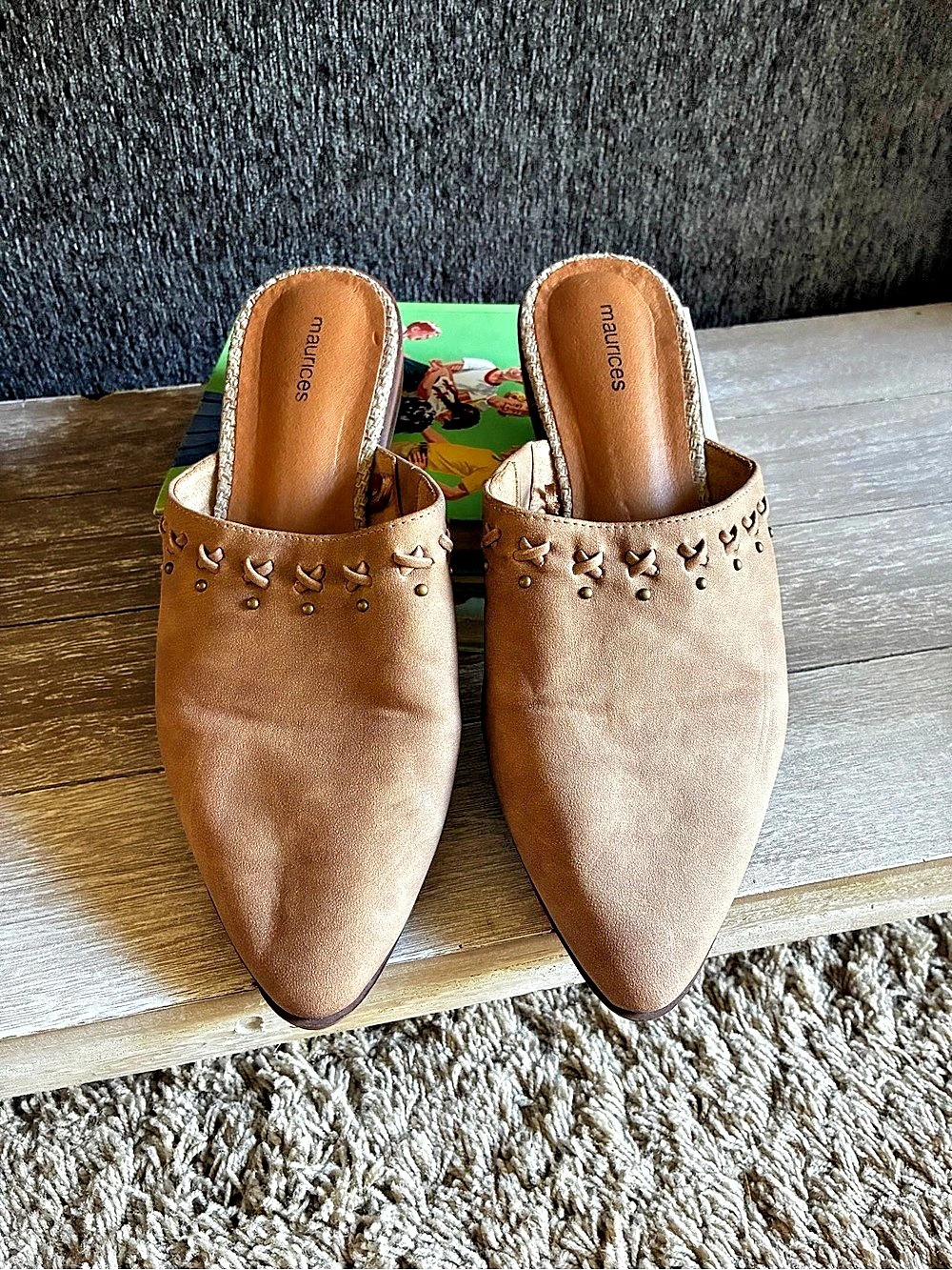 maurices Pointed Toe Embellished Mules in Brown